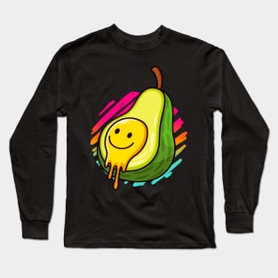 Avocado Smiling Face Cartoon Fruit Long Sleeve T-Shirt